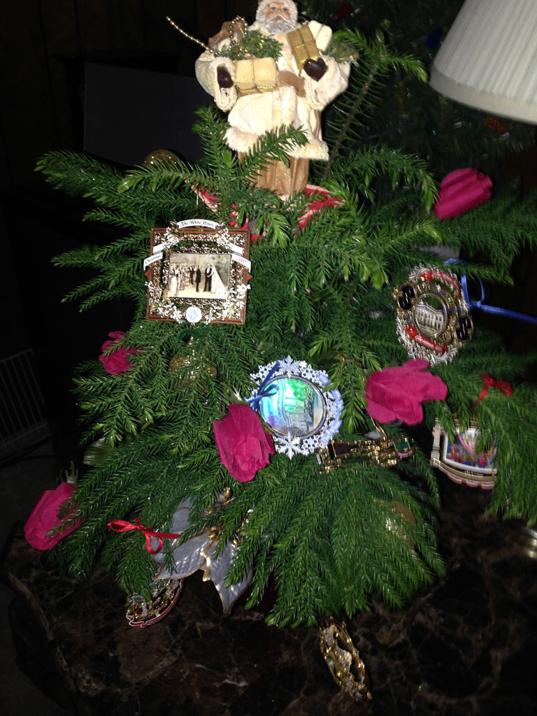 Norfolf Pine with Santa as a Tree Topper